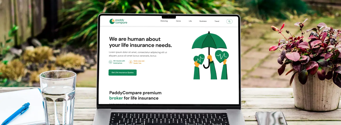 Paddy Compare banner in laptop screen